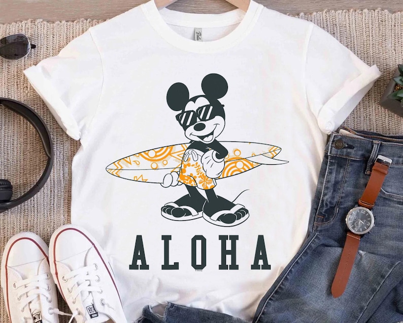 Disney Mickey And Friends Mickey Mouse Aloha Surf T-Shirt, Disneyland Family Matching Shirt, Magic Kingdom Tee, WDW Epcot Theme Park Shirt image 1