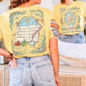 Koszulka Disney Mała Syrenka Comfort Colors w stylu vintage, część Twojego świata, koszulka z kokardą Księżniczka Ariel Kokietka, koszulka Disney Princess dla dziewczynek zdjęcie 4