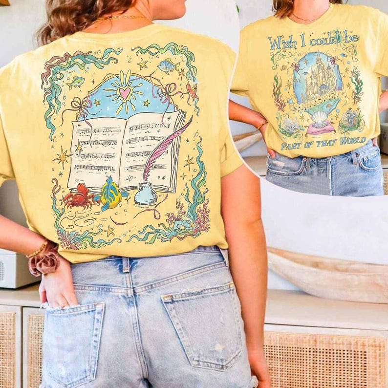 Koszulka Disney Mała Syrenka Comfort Colors w stylu vintage, część Twojego świata, koszulka z kokardą Księżniczka Ariel Kokietka, koszulka Disney Princess dla dziewczynek zdjęcie 4