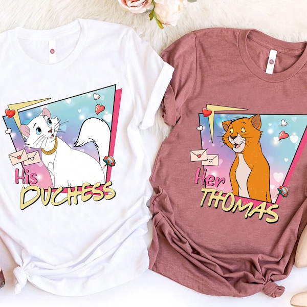 Retro 90s The Aristocats His Duchess And Her Thomas T-shirt, Disney Couple Shirt, Disney Valentine Day Shirt, Disney Family Matching Shirt