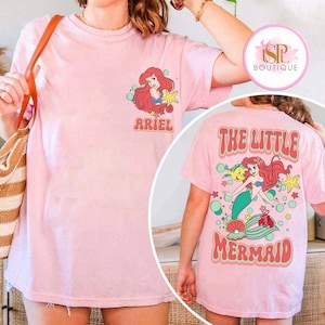2 seitiges Disney Prinzessin Bootleg Ariel Shirt, Disney die kleine Meerjungfrau Shirt, Disney Ariel Sebastian Flunder T-Shirt, Disneyland passendes Shirt