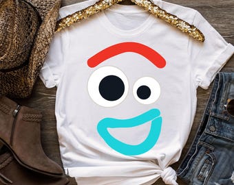 Disney Toy Story 4 Forky lächelnd Kostüm T-Shirt, Forky Big Portrait T-Shirt, Disney Familie Passendes Shirt, Disneyland Reise Outfits