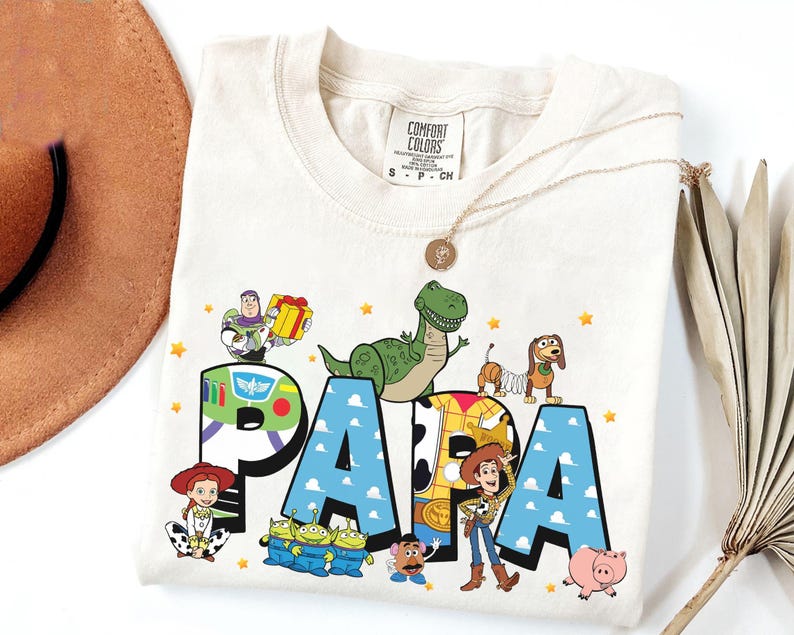 Camiseta personalizada com nome da Toy Story, camiseta personalizada da Disney Pixar Toy Story com Buzz, Woody e Jessie Rex, camiseta para pais e mães, camiseta infantil personalizada com nome. imagem 1