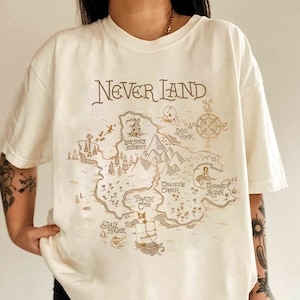 Disney Pixar Peter Pan Neverland kaart T-shirt, Disney Peter Pan T-shirt, Magic Kingdom, bijpassende shirt Disney familie, outfits Disneyland Trip
