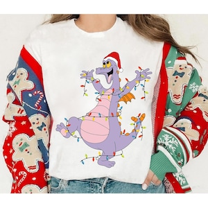 Disney Figment Christmas Lights Shirt, Figment Merry Christmas Sweatshirt, Purple Dragon Epcot Disneyland Christmas Matching Family Shirts