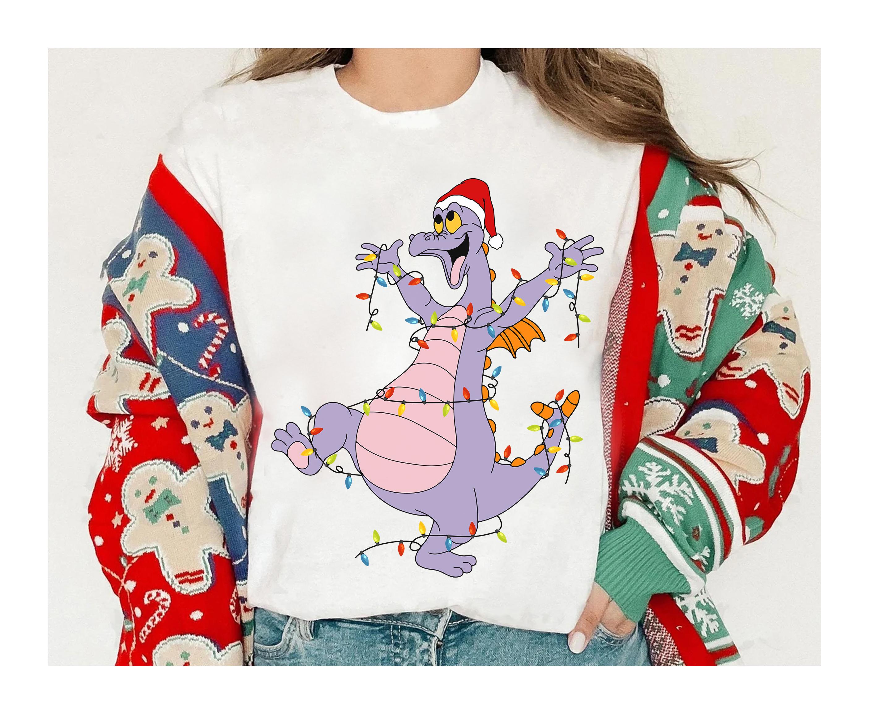 Disney Figment Christmas Lights Shirt, Figment Merry Christmas Sweatshirt, Purple Dragon Epcot Disneyland Christmas Matching Family Shirts