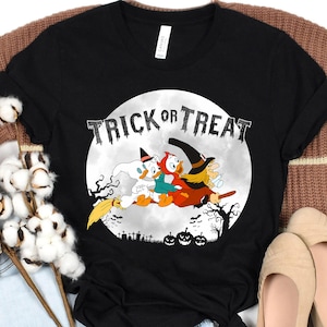 Disney Halloween Ducktales Witch Huey Dewey and Louie Trick Or Treat Hallowen Matching Shirt, Mickey’s Not So Scary Party Shirt
