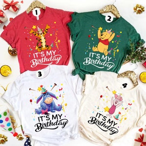 Disney Tigger It&#39;s My Birthday Shirt, Winnie The Pooh Birthday Theme, Eeyore Piglet Pooh Rabbit Birthday Tee,Disneyland Family Vacation Trip