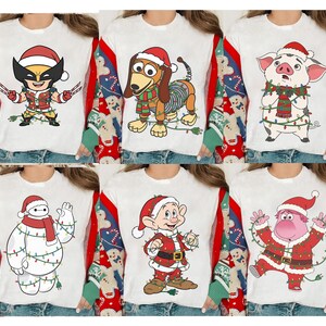 Disney Pixar Cars All Characters Christmas Lights shirt McQueen Sally Tow Mater Doc Hudson Mickey Stitch,Star Wars,Princess Xmas Lights Tee image 5