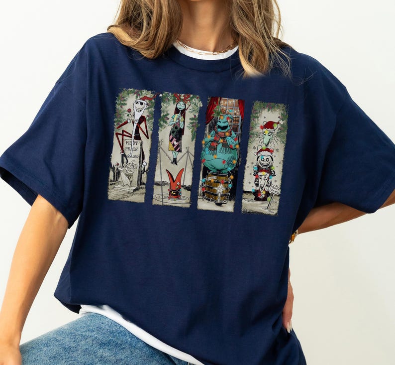 Disney Haunted Mansion The Nightmare Before Christmas Lights Shirt, Jack Skellington Sally Shirt,Disneyland Halloween Christmas Matching Tee image 3