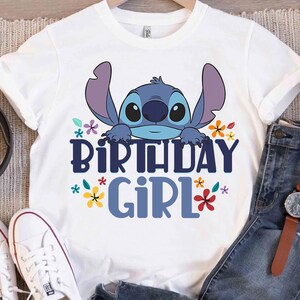 Disney Lilo and Stitch Birthday Girl T-Shirt, The Birthday Girl T-Shirt, Disney Birthday Party Shirt, WDW Disneyland Family Matching Shirts image 2