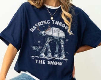 Star Wars Christmas AT-AT Walker Dashing Through The Snow T-Shirt, Disney Star Wars Christmas Tee, Disneyland Matching Christmas Sweatshirt