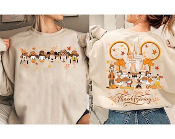 2 Sided Disney Mickey And Friends Thanksgiving Shirt, Disney Thanksgiving Fall Vibes Shirt, Disney Thanksgiving Shirt, Disneyland 2026 Shirt