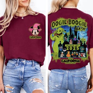 2-Sided Personalized Disneyland Halloween Oogie Boogie Bash 2026 Tee, California Adventure Park, Mickey and Friends Oogie Boogie Jack Sally image 3