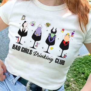 Personalized Drinking Club Disney Villains Bad Girls Bad Guys Shirt, Bad Witches Club Maleficent Ursula Cruella Hades Hook, Disney Girl Trip image 1