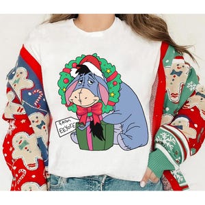 Disney Eeyore Santa Hat Christmas Light Costume Winnie The Pooh Shirt, Disneyland Matching Christmas Group Shirts, Christmas Squad Shirt