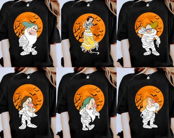 Disney Snow White and the Seven Dwarfs Mummy Costume Shirt, 7 Dwarfs Evil Queen Halloween Costume Shirt, Disney Halloween Group Matching Tee