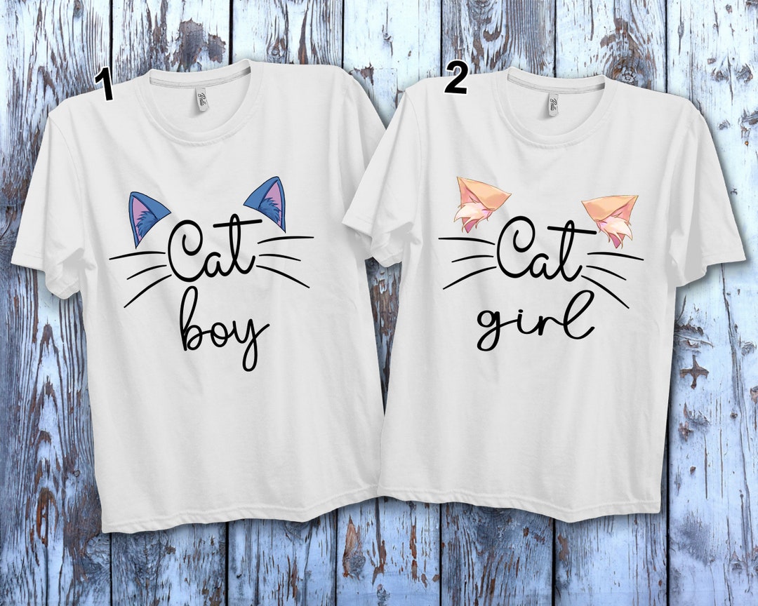 Cat Boy Shirt Cat Girl Shirt Girl and Cat Shirt Cat Shirt Etsy