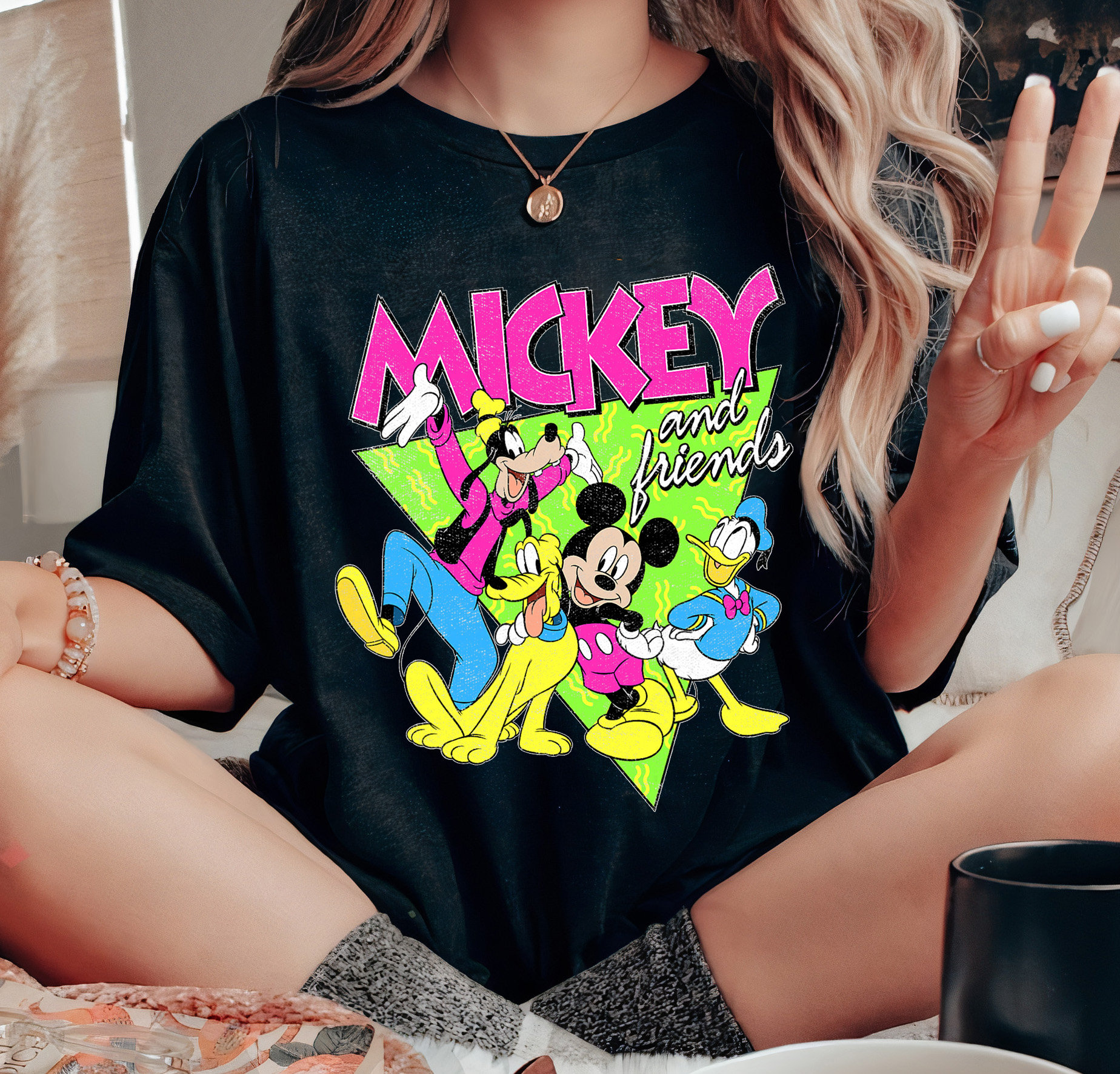 Shirt Etsy Mickey Neon -