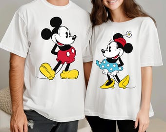 Maglietta Disney con Topolino e Minnie in posa classica, maglietta coordinata per la famiglia di Disneyland, maglietta del Magic Kingdom, maglietta del parco a tema WDW Epcot
