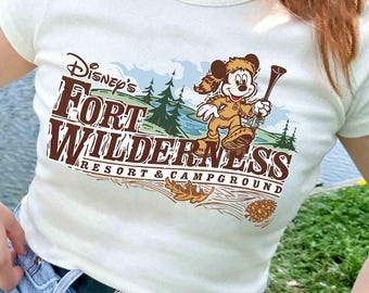Disney's Fort Wilderness Resort & Campground Shirt, Mickey and Friends Fort Wilderness Happy Camper Tee, Vintage 90’s Disney World Shirt