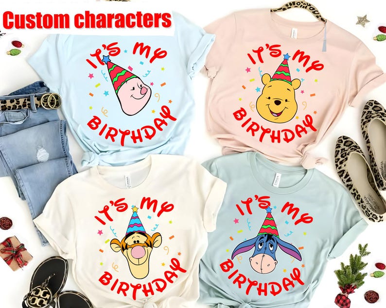 Personlized Disney All Characters It's My Birthday T-shirt, Mickey and Friends Winne The Pooh, Birthday Boy Girl Tee Shirts, Birthday Gifts image 8