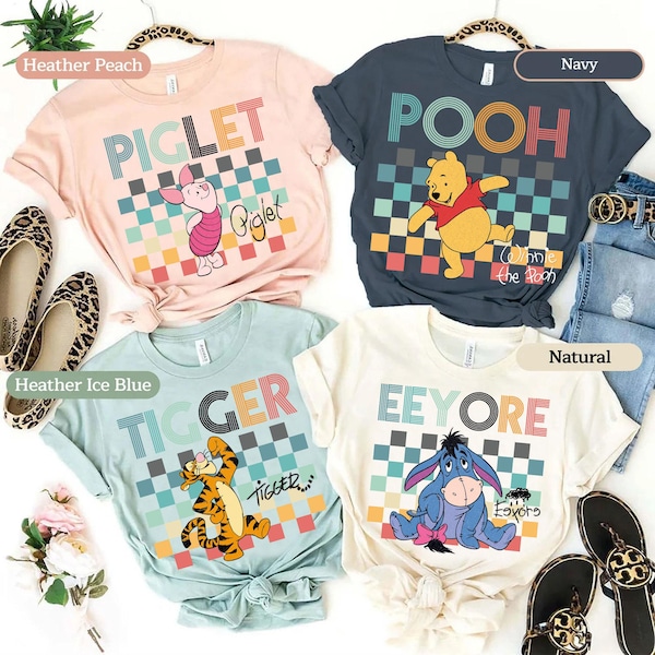 Retro Disney Figuren Shirt, Disney Winnie The Pooh Shirt, Disney Pooh Tigger Eeyore Piglet Shirt, Walt Disney World Group Passendes Shirt