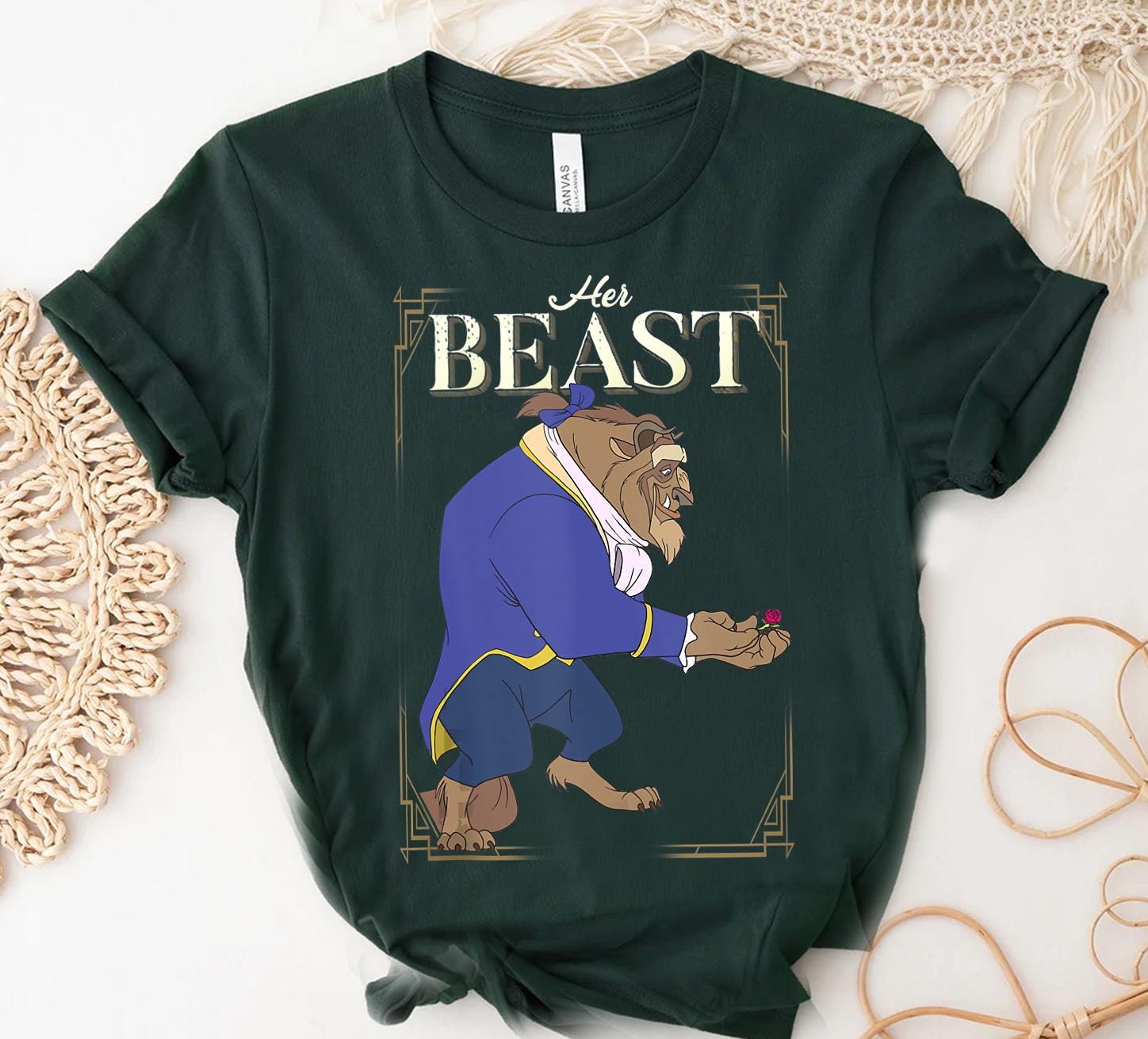 BEAUTY & THE BEAST 2023 Tシャツ Disney Beauty and the Beast Her Beast His Beauty Belle Graphic