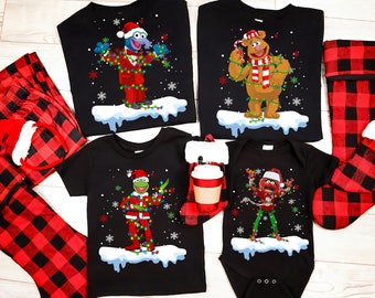 Disney The Muppets Characters Christmas Lights Shirt, Disneyland Xmas Snow Matching Shirts, Kermit Frog, Animal, Gonzo, Fozzie Bear Xmas Tee