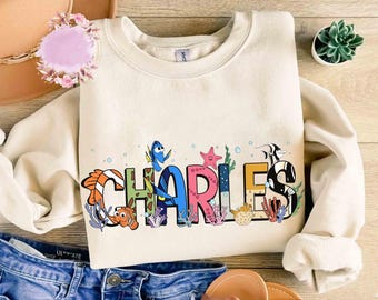 Custom Name Finding Nemo Shirt, Personalized Nemo Dory Crush Marlin Squirt Matching Tee, Disney Name Kids Shirt, Custom Boy Epcot Vacation