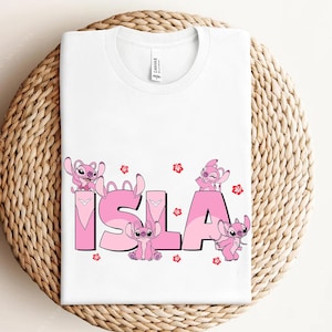 Camiseta personalizada de Stitch y Ángel, camiseta a juego personalizada de Lilo y Stitch de Disney, camiseta infantil con nombre, camiseta personalizada para niño, vacaciones en Epcot imagen 3