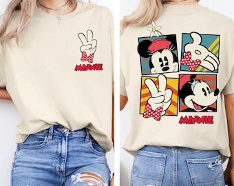 2-sided Disney Classic Minnie Mouse Pose T-Shirt, Mickey And Friends Shirt, Disney Cute Minnie Mouse Tee, Disneyland Family Matching Shirt