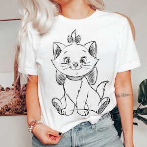 Disney Marie Sketch Portrait T-Shirt, Cute Marie The Aristocats Shirt, Disneyland Family Matching Shirts, Magic Kingdom, WDW Vacation Shirt