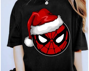 ディズニー マーベル クリスマス スパイダーマン サンタ帽子 T シャツ、ディズニーランド マッチング クリスマス グループ シャツ、クリスマス スクワッド シャツ、マーベル コミック クリスマス