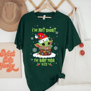 Star Wars Baby Yoda I'm Not Short Santa Hat Christmas Lights Holiday T-shirt, Disneyland Christmas Matching Family Shirts, Christmas Squad image 3