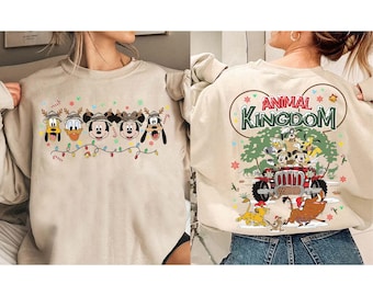 Camiseta navideña con luces de safari de Mickey y sus amigos de Disney Animal Kingdom, modo safari de El Rey León (Navidad 2026), camiseta familiar a juego de Disneyland