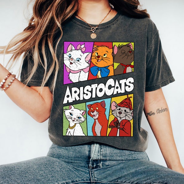 Disney Aristocats Retro 90s Characters Shirt, Duchess, Marie, Toulouse, Berlioz, Thomas O'Malley T-shirt, Disneyland Animal Kingdom Shirt