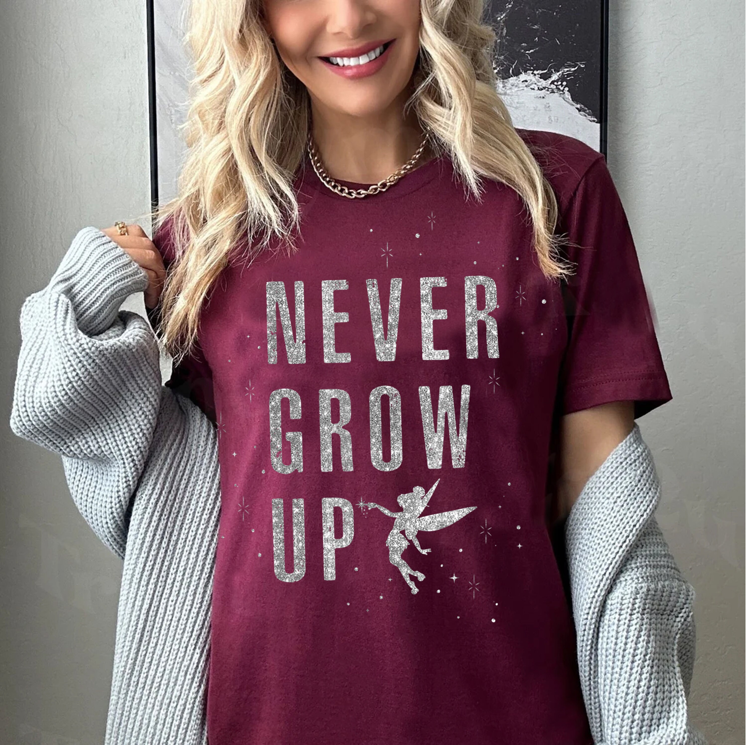 Discover Disney Peter Pan Tinker Bell Never Grow Up Sparkle Shirt,Magic Kingdom,  Disney Family Matching Shirt, WDW Disneyland Trip Outfits