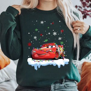 Disney Pixar Cars Lightning McQueen and Tow Mater Christmas Lights Holidays T-Shirt, Cars Xmas Shirt, Disneyland Christmas Matching Shirts image 2