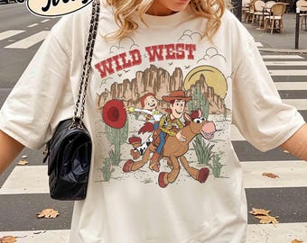Camiseta vintage del Viejo Oeste de Disney Pixar Toy Story, camiseta de Toy Story con Woody y Jessie, camiseta de Toy Story con sus amigos, camisetas a juego para la familia de Disneyland.