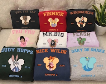Disney Zootopia Movie 2 All Characters Est Shirt, Judy Hopps Nick Wilde Gary De'Snake Tee, Zootropolis, Disneyland Family 2026 Trip Shirt