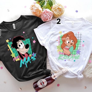 Retro 90s A Goofy Movie Her Max and His Roxanne Shirt, Max and Roxanne Vintage Disney Couple Shirt, Disneyland Trip Family Matching Shirts