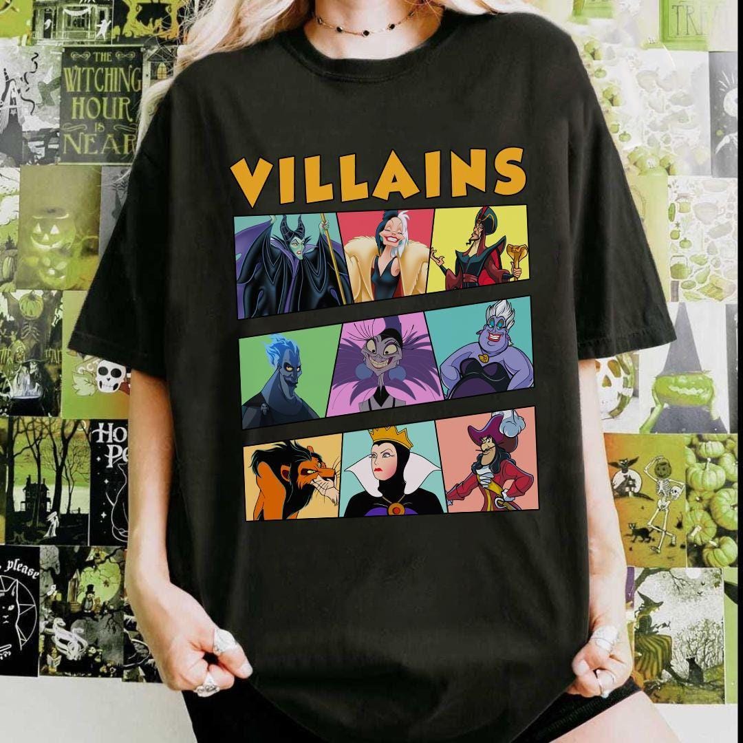 Disney Villains Bad Girls Bad Guys Retro Panel Shirt, Maleficent