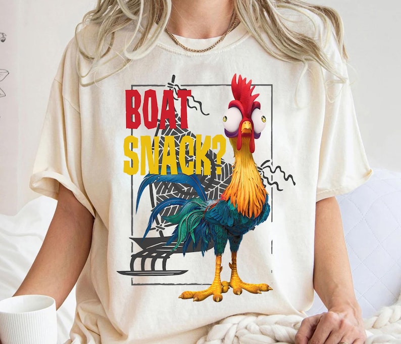 Disney Moana Hei Hei Boat Snack Graphic T-Shirt, Hei Hei Roaster, Disney Family Matching Shirt, Walt Disney World, Disneyland Trip Outfits image 1