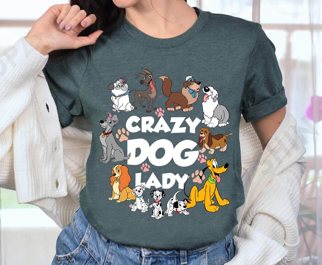Disney Crazy Dog Lady Shirt Retro Disney Dogs Shirt Dog Mom Etsy