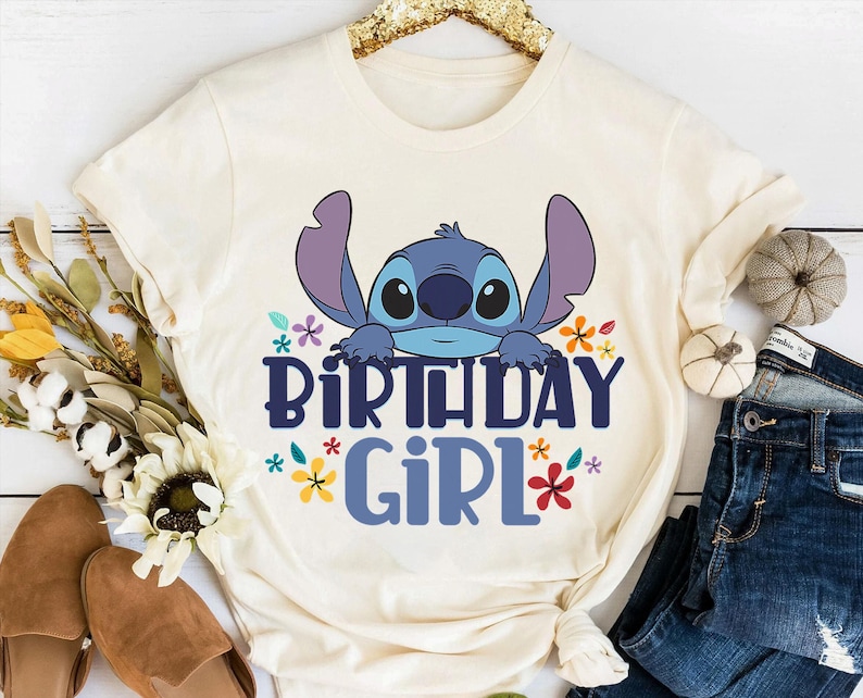 Disney Lilo and Stitch Birthday Girl T-Shirt, The Birthday Girl T-Shirt, Disney Birthday Party Shirt, WDW Disneyland Family Matching Shirts image 1