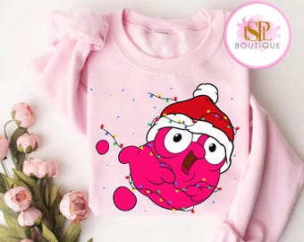 Disney Treasure Planet Morph Pink Blob Christmas Lights Shirt, Cute Morph Santa Hat Shirt, Disneyland Christmas Group Family Matching Shirts