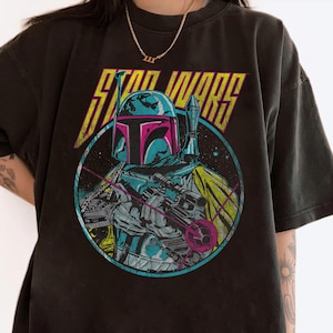 Star Wars Boba Fett Neon Blaster Vintage Graphic Shirt, Star Wars Celebration, Galaxy&#39;s Edge, Star Wars Day,Walt Disney World Disneyland Tee