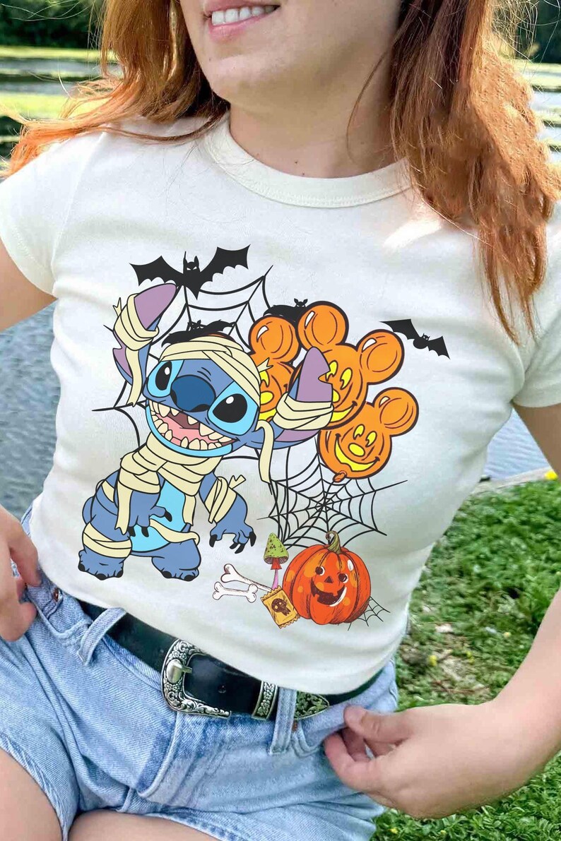 Disney Stitch and Angel Mummy Halloween Costume Shirt, Lilo and Stitch Halloween Shirt, Disneyland Halloween Family Matching Shirt image 3