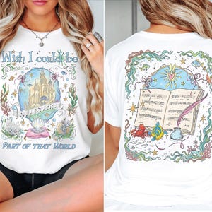 Koszulka Disney Mała Syrenka Comfort Colors w stylu vintage, część Twojego świata, koszulka z kokardą Księżniczka Ariel Kokietka, koszulka Disney Princess dla dziewczynek zdjęcie 3